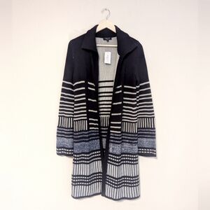 Spense Knits Navy Striped Sweater Duster